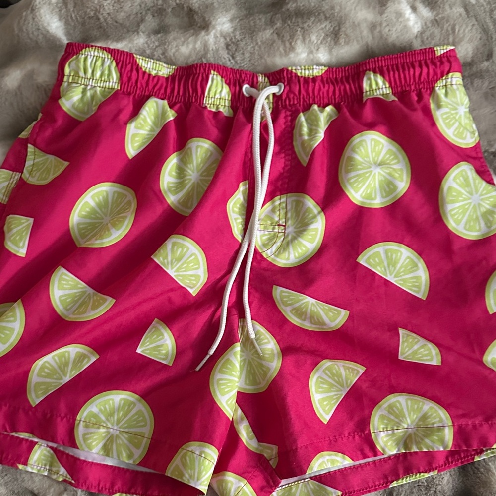 George Pink and Yellow Patterned Swim Shorts